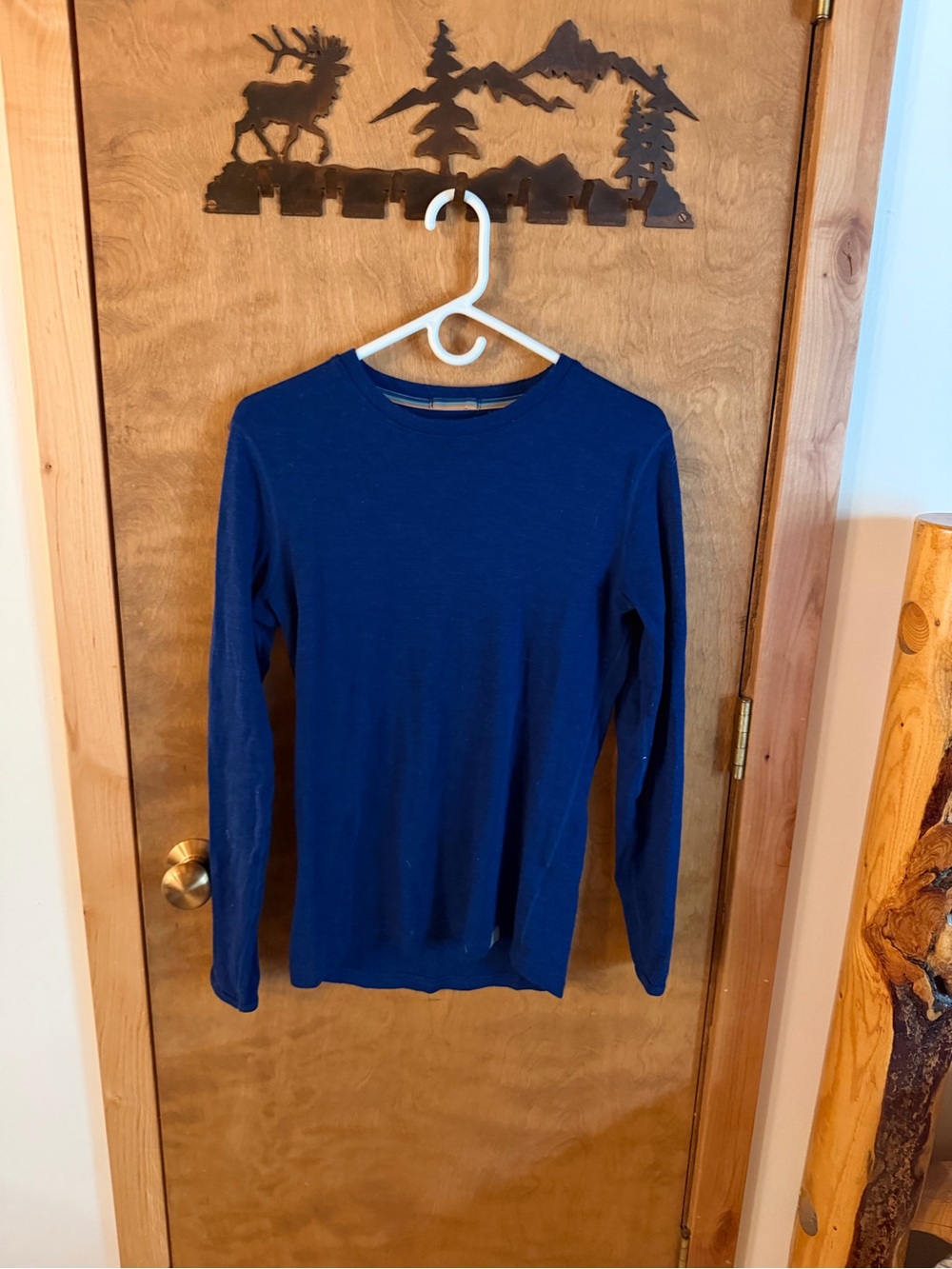 Woman’s 100% Merino Wool Long-Sleeve Blouse Sweater - Navy